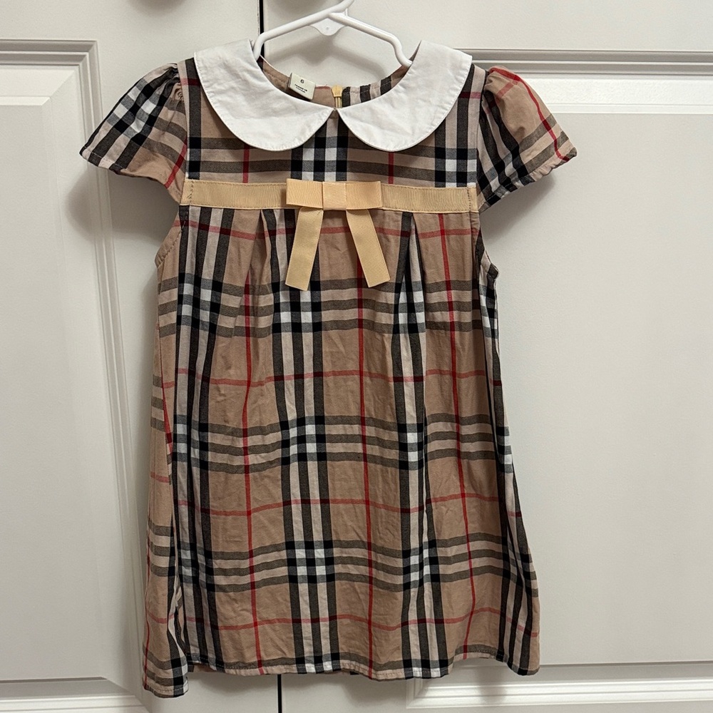 Plaid Kids Dress with Bow Accent